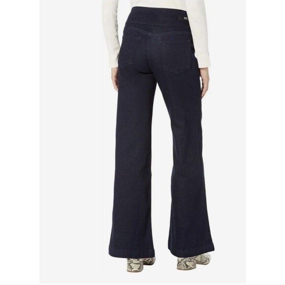 Kut From The Kloth Isabel Flare Jeans Dark Blue Wash Stretch Pull On Size 18 - Picture 2 of 9